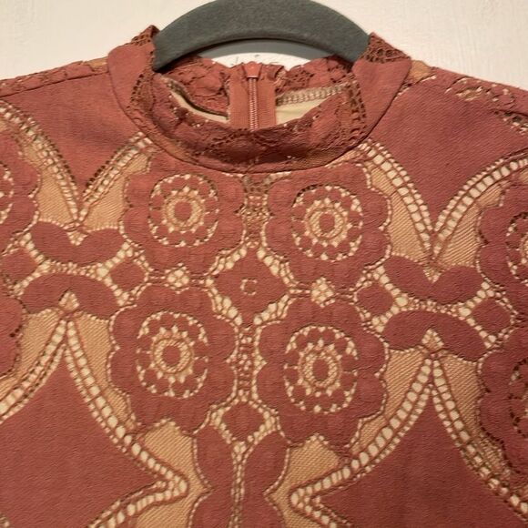 Altar’d State- NWT Allegra Rosewood Mock Neck Lace Dress Back Zipper- Size Small - Picture 5 of 10